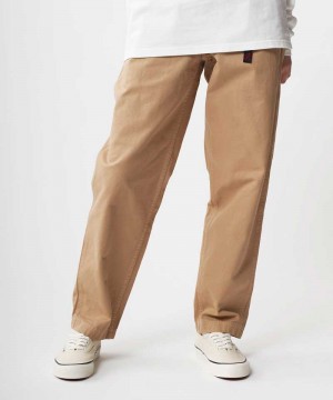 Beige Gramicci Stretch Denim Loose Tapered Ridge Women's Pants | NWTYDJ728