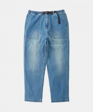 Light Blue Gramicci Stretch Denim Loose Tapered Ridge Men's Pants | UQJNGW103