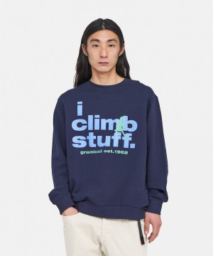 Navy Gramicci I Climb Stuff Unisex Tops | WYSIGJ487