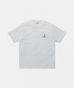 White Gramicci One Point Logo Unisex Tops | JMFEVU307