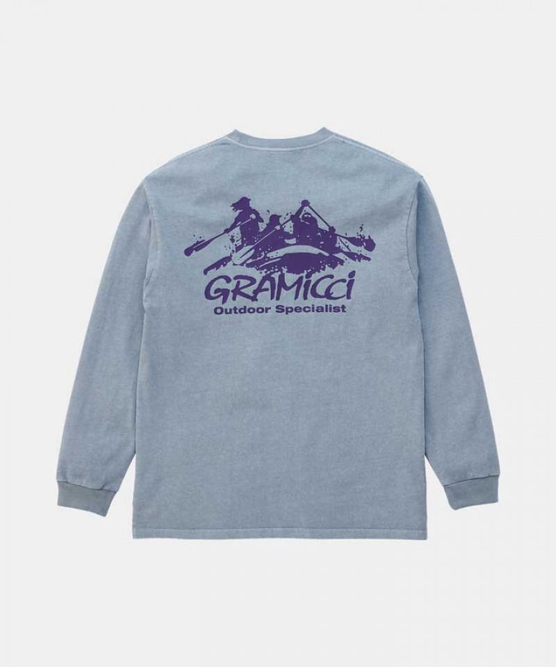 Grey Blue Gramicci Class 5 L/S Unisex Tops | KERJTX987