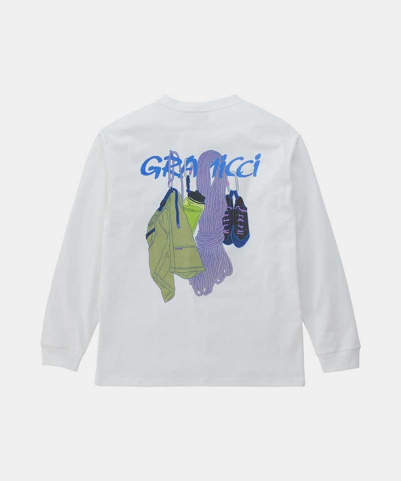 White Gramicci Equipped L/S Unisex Tops | LNMYGR506