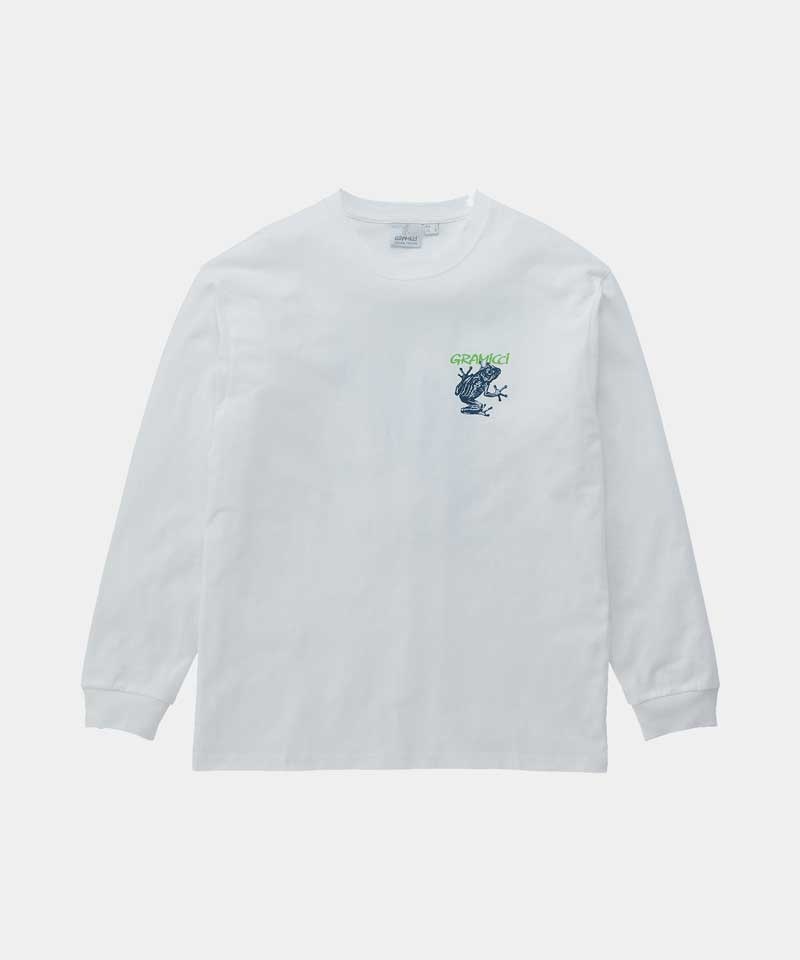 White Gramicci Sticky Frog L/S Unisex Tops | VMRTKY681